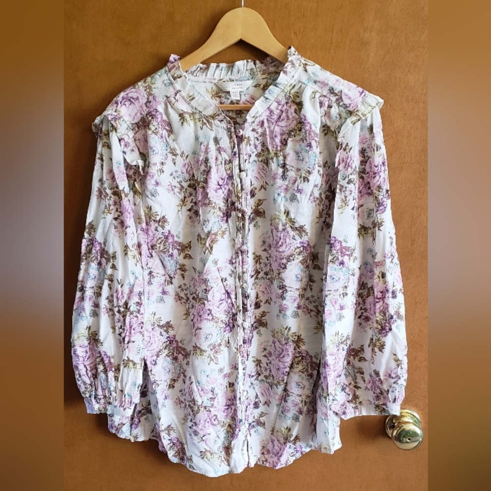 LC Lauren Conrad Floral Blouse Boho Purple